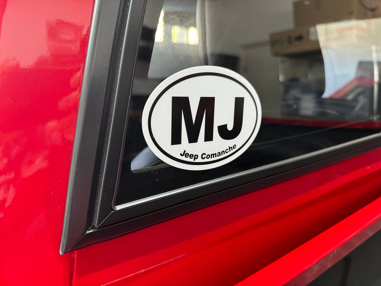 XJ White Oval Jeep Code Decal