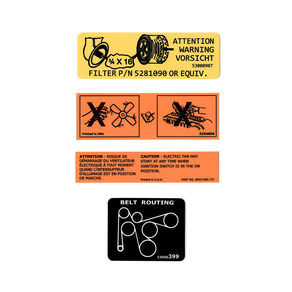 Jeep Cherokee 4.0L Engine Bay Label Set (1991-1995)