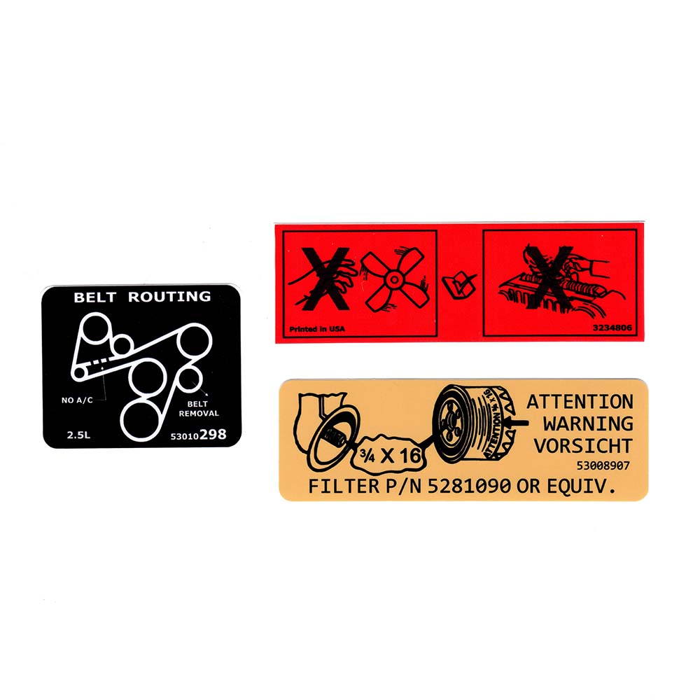 Jeep Wrangler YJ Engine Bay Label Set (1991-1995)