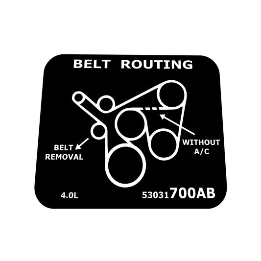 Jeep Engine Fan Belt Routing Diagram Decal (Multiple Variations)