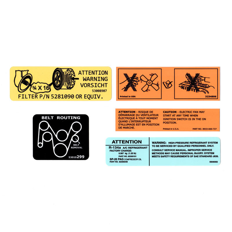 Jeep Cherokee 4.0L Engine Bay Label Set (1996-2001)