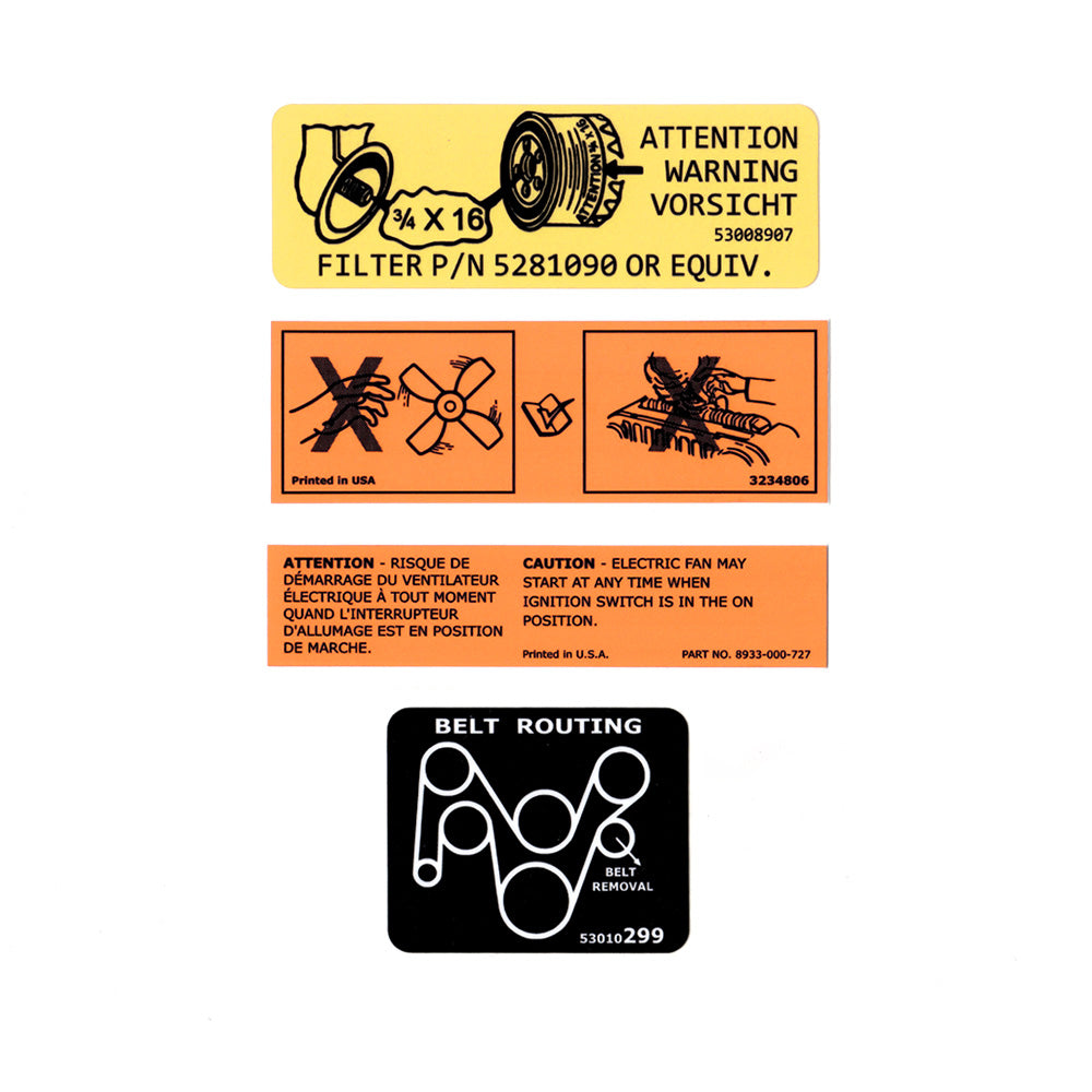 Jeep Cherokee 4.0L Engine Bay Label Set (1996-2001)