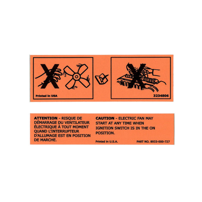 Engine Fan & Radiator Warning Label Pair - For Jeep XJ/MJ