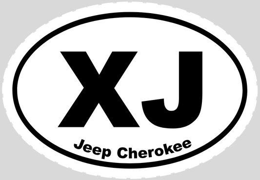 White Oval Jeep Code Decal (XJ, MJ, TJ, YJ, JK, JL, JT)