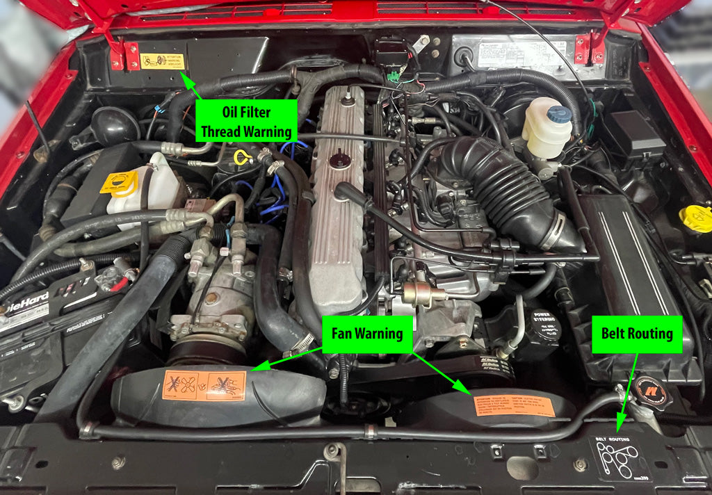 Jeep Cherokee 4.0L Engine Bay Label Set (1987-1990)