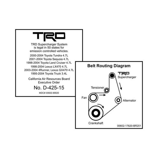 TRD Supercharger System CARB Decals D-425-15