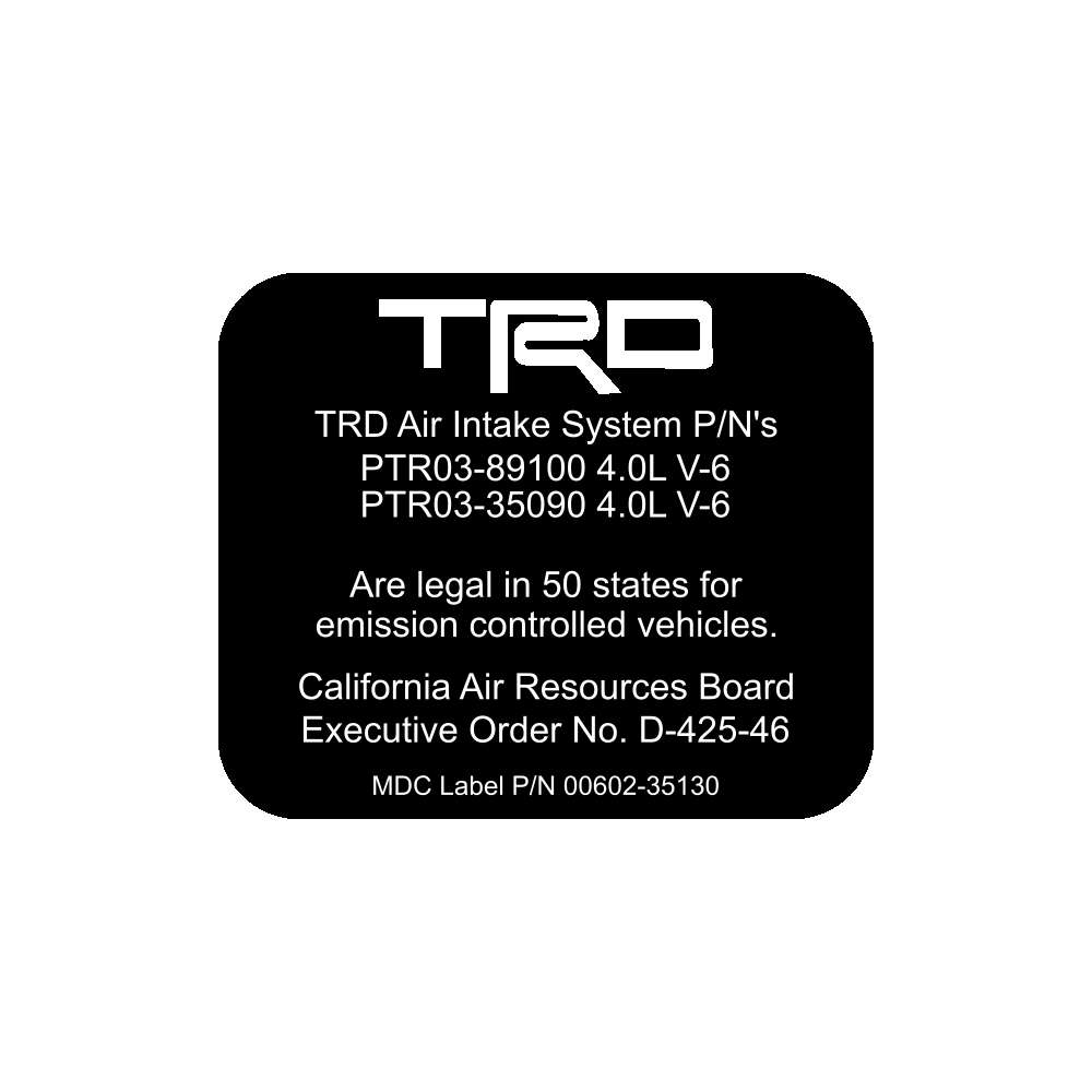 TRD Cold Air Intake CARB Decal D-425-46 – Boxy Jeep