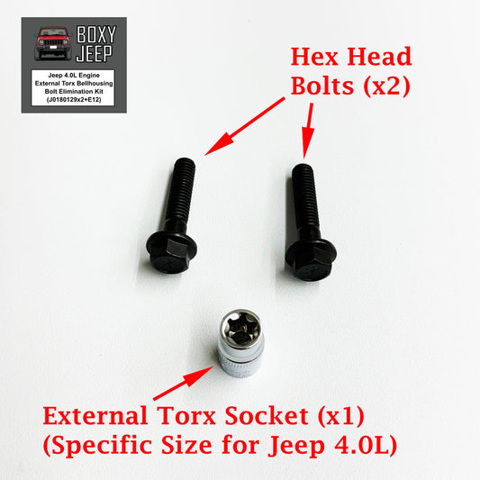 Jeep 4.0L Upper Bellhousing Bolt Inverted Torx Elimination Kit